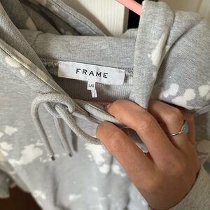 FRAME Denim Gray Tie-Dye Hoodie 100% Cotton